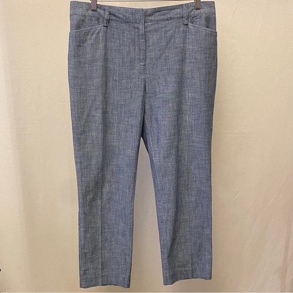 Lands End 12 Mid Rise Slim Leg Womens Pants Heathered Blue 100% Cotton - Picture 12 of 13